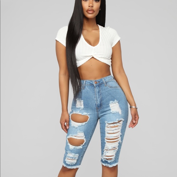 Fashion Nova Pants - Distressed Bermuda Shorts.